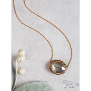 Simply Elegant Gold Chain Necklace with Smoky Beaded Gemstone